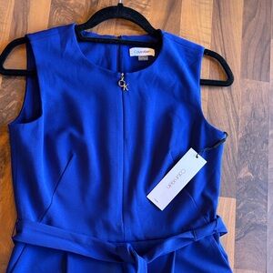 Calvin Klein Royal Blue Belted Pants Jumpsuit NWT